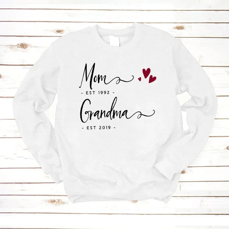 Personalized Mom EST Grandma EST Sweatshirt