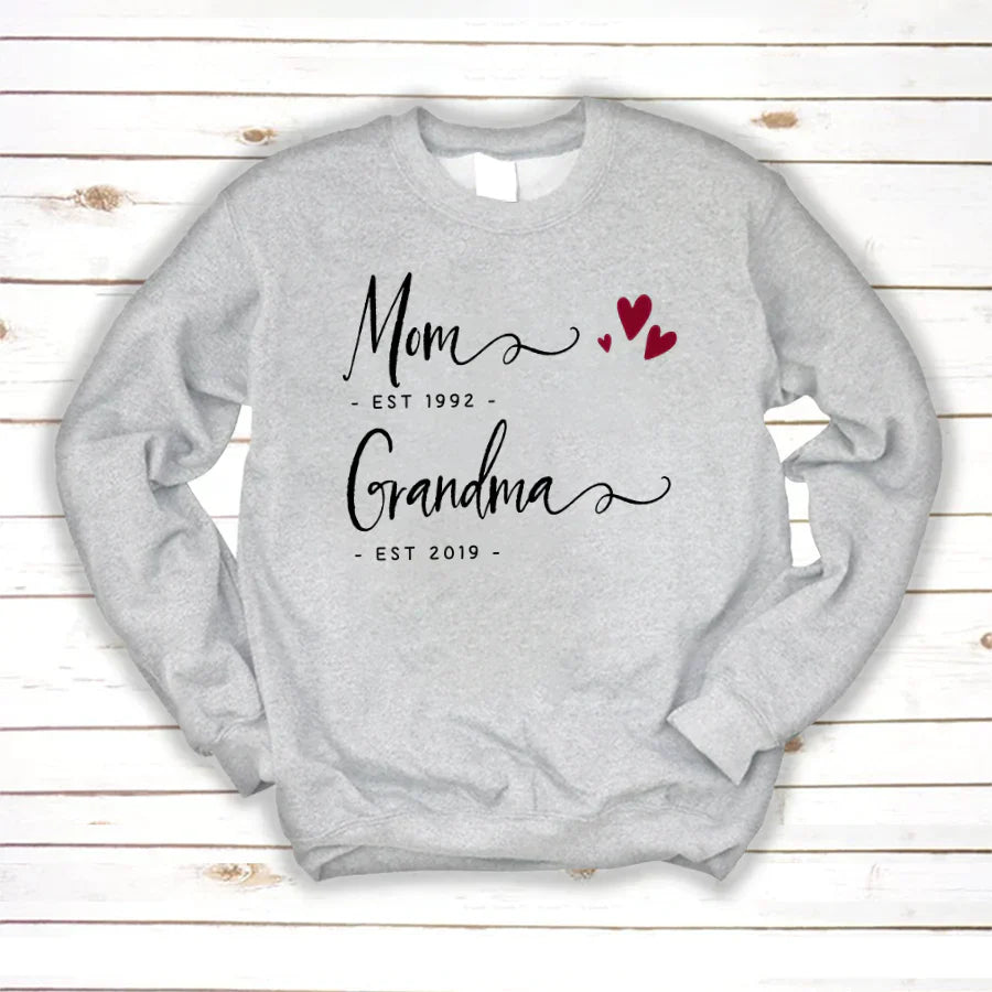 Personalized Mom EST Grandma EST Sweatshirt