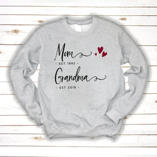 Personalized Mom EST Grandma EST Sweatshirt