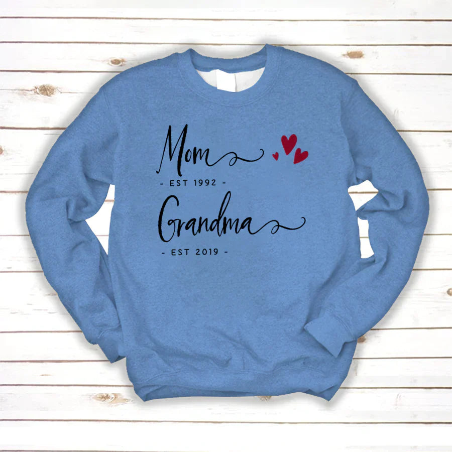 Personalized Mom EST Grandma EST Sweatshirt