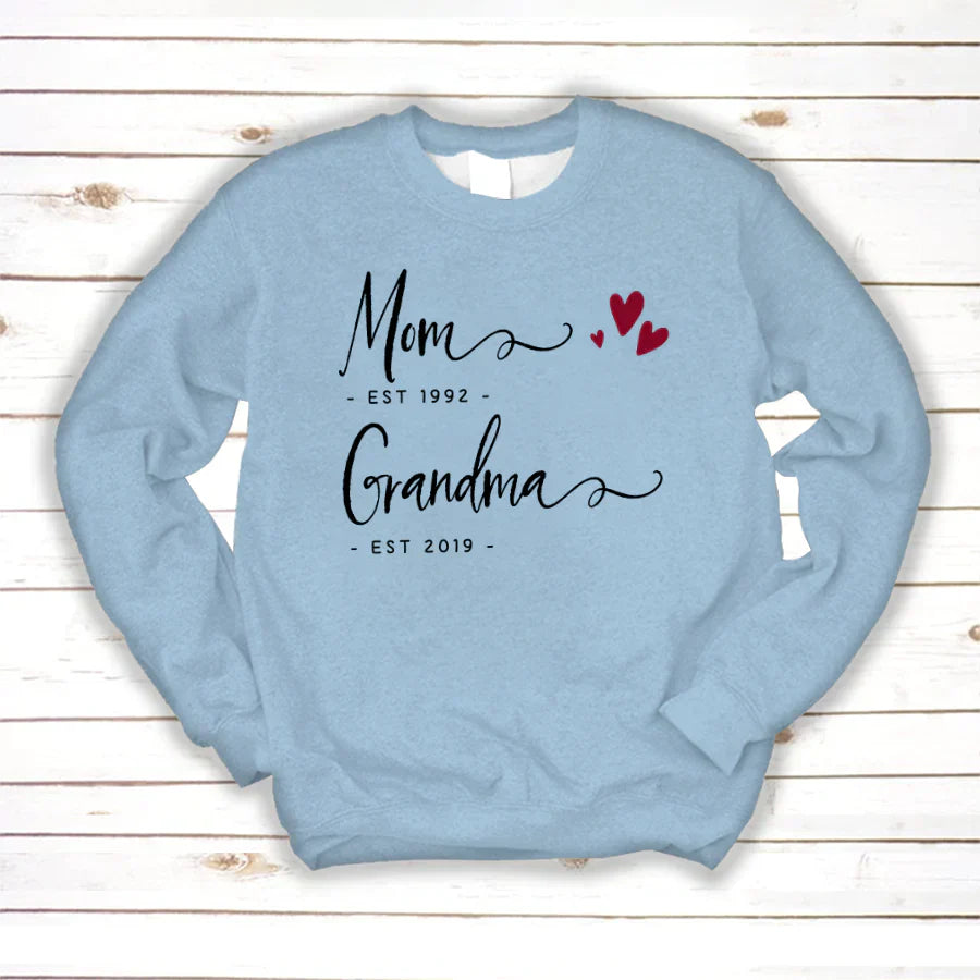 Personalized Mom EST Grandma EST Sweatshirt