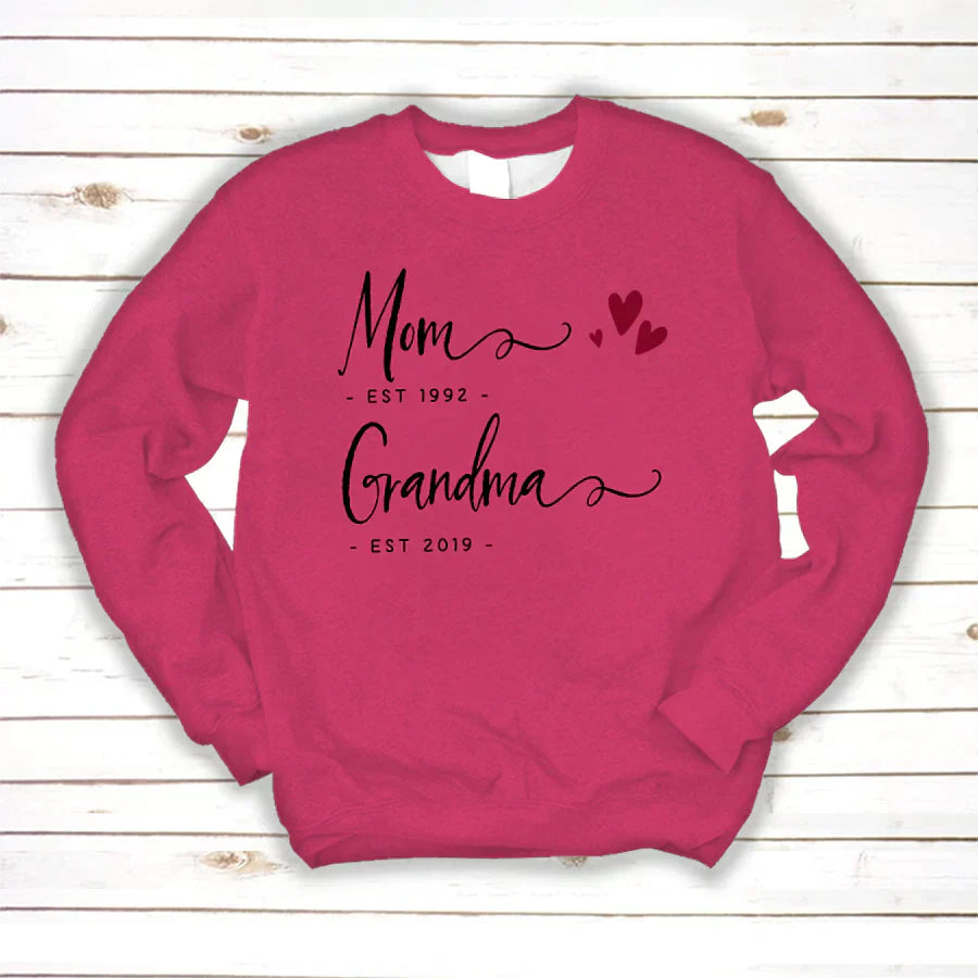 Personalized Mom EST Grandma EST Sweatshirt