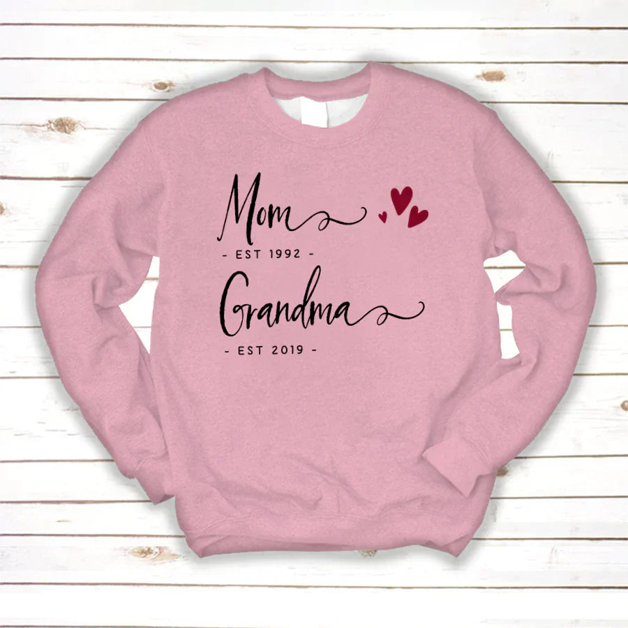 Personalized Mom EST Grandma EST Sweatshirt