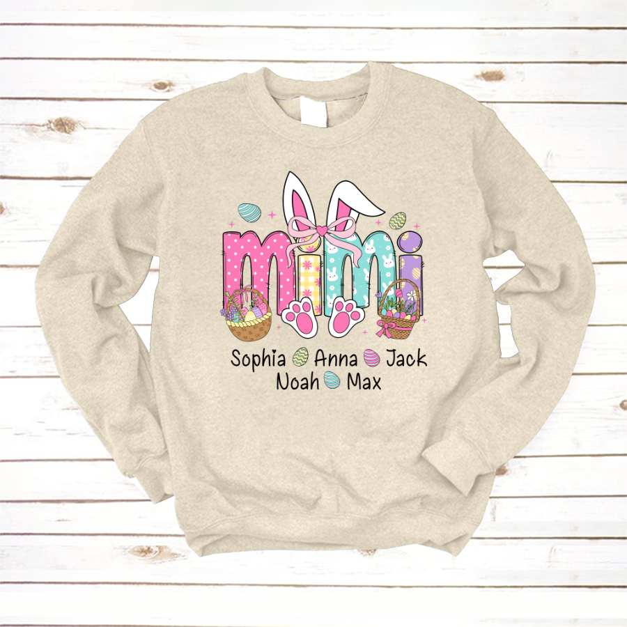 Easter Mimi Bunny Gift For Family, Custom Grandma And Grandkids