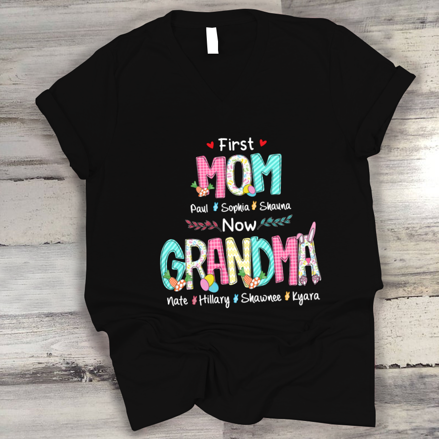 First Mom Now Grandma Easter Day V2 V-Neck