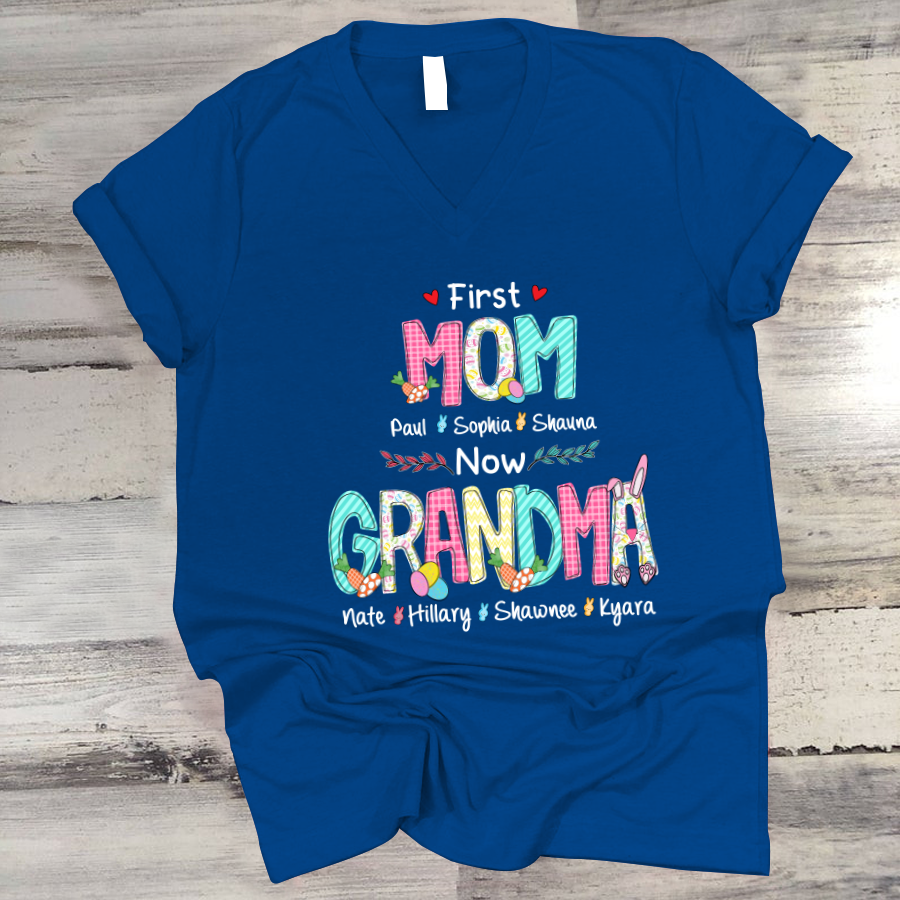 First Mom Now Grandma Easter Day V2 V-Neck