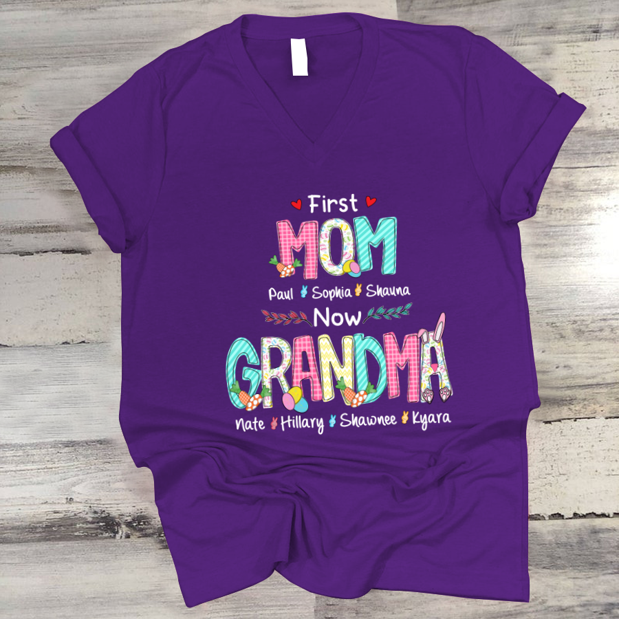 First Mom Now Grandma Easter Day V2 V-Neck