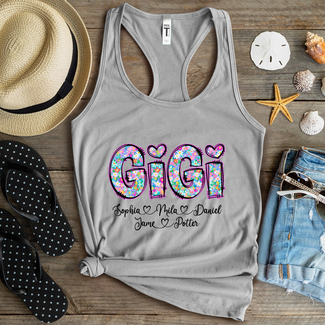 Gigi Coquette Floral Gigi And Grandkids Mothers Day Shirt