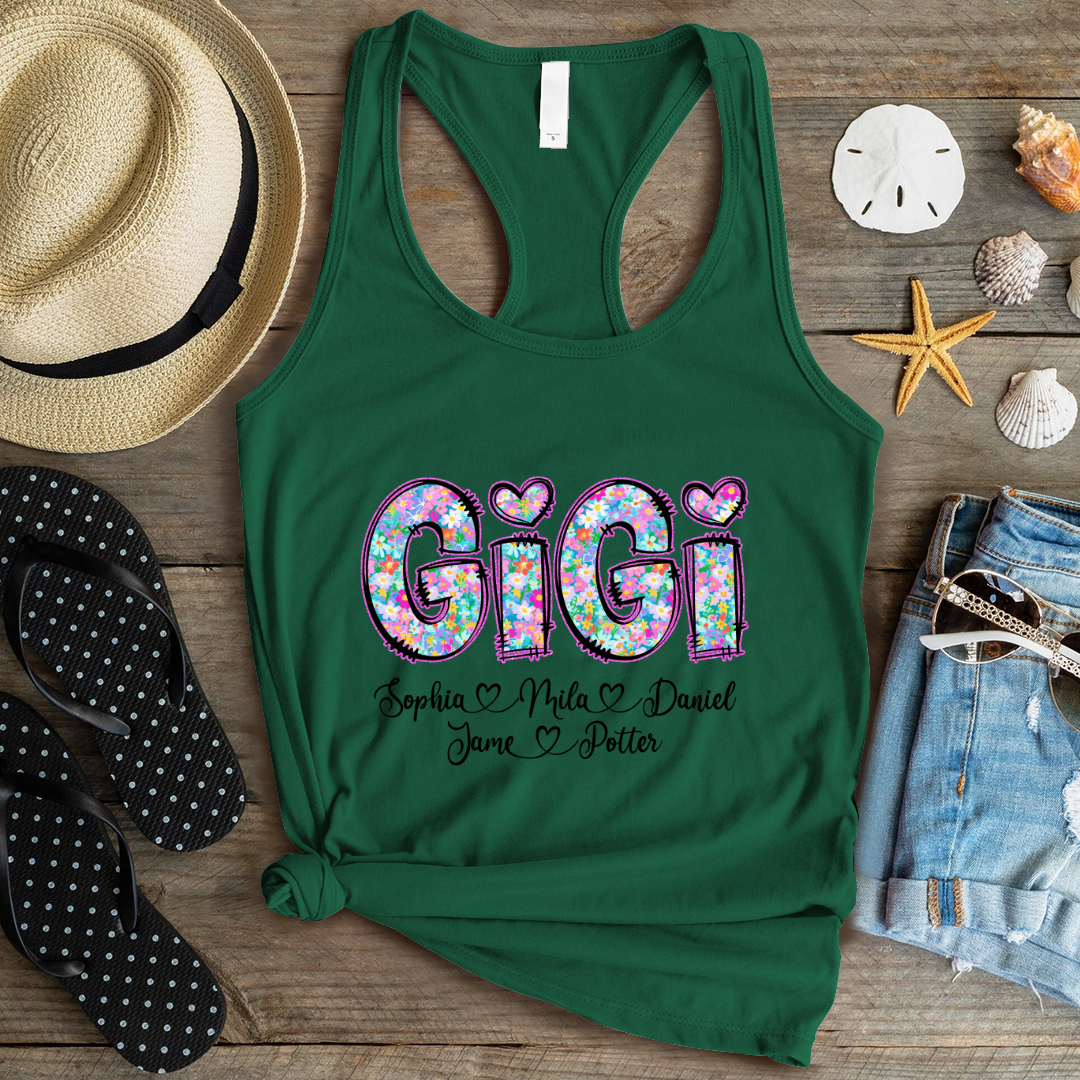 Gigi Coquette Floral Gigi And Grandkids Mothers Day Shirt