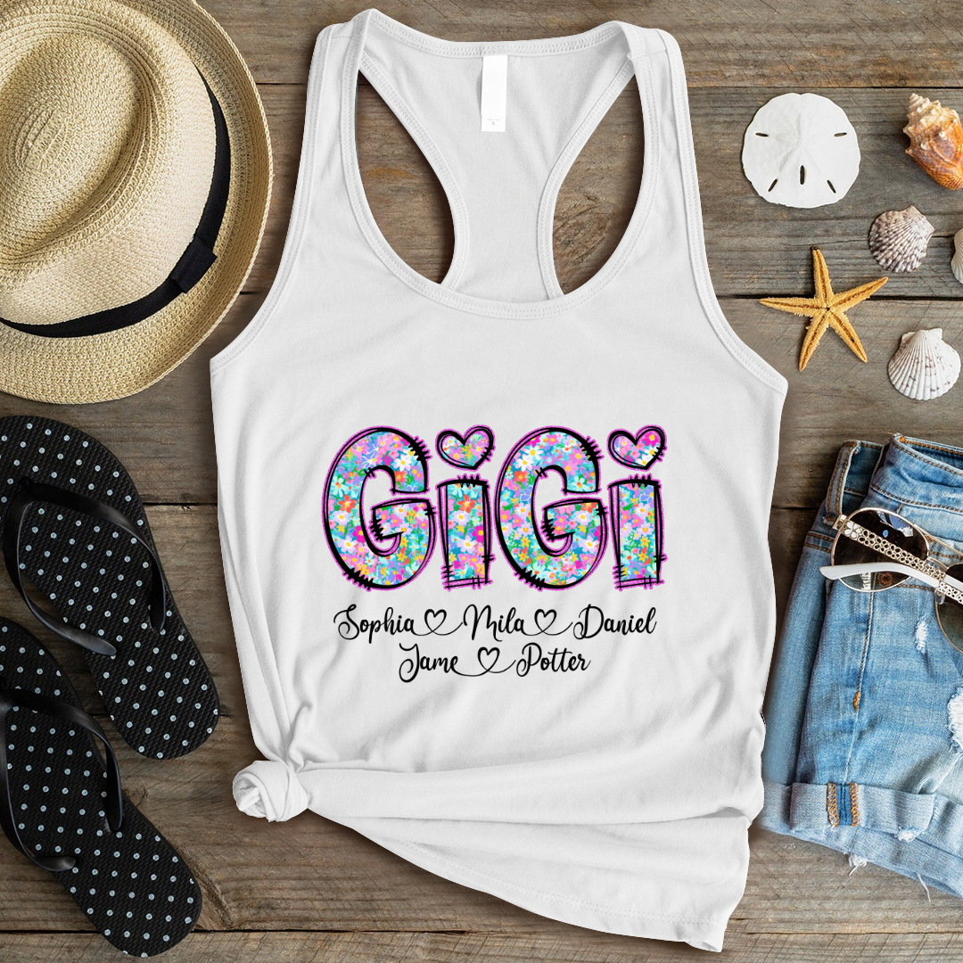 Gigi Coquette Floral Gigi And Grandkids Mothers Day Shirt