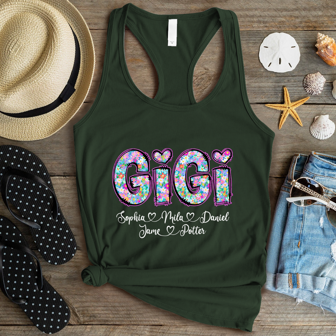 Gigi Coquette Floral Gigi And Grandkids Mothers Day Shirt