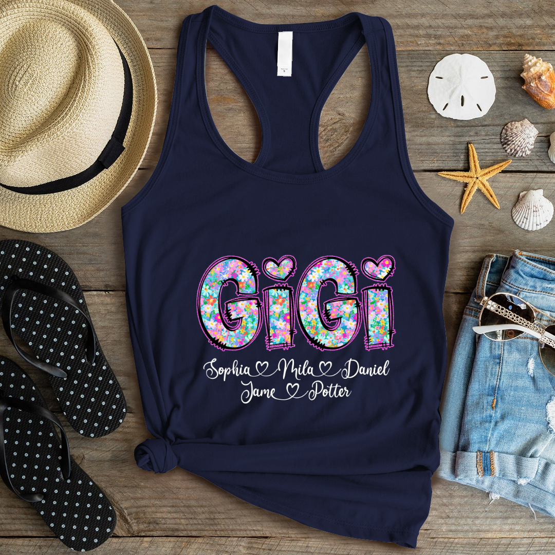Gigi Coquette Floral Gigi And Grandkids Mothers Day Shirt