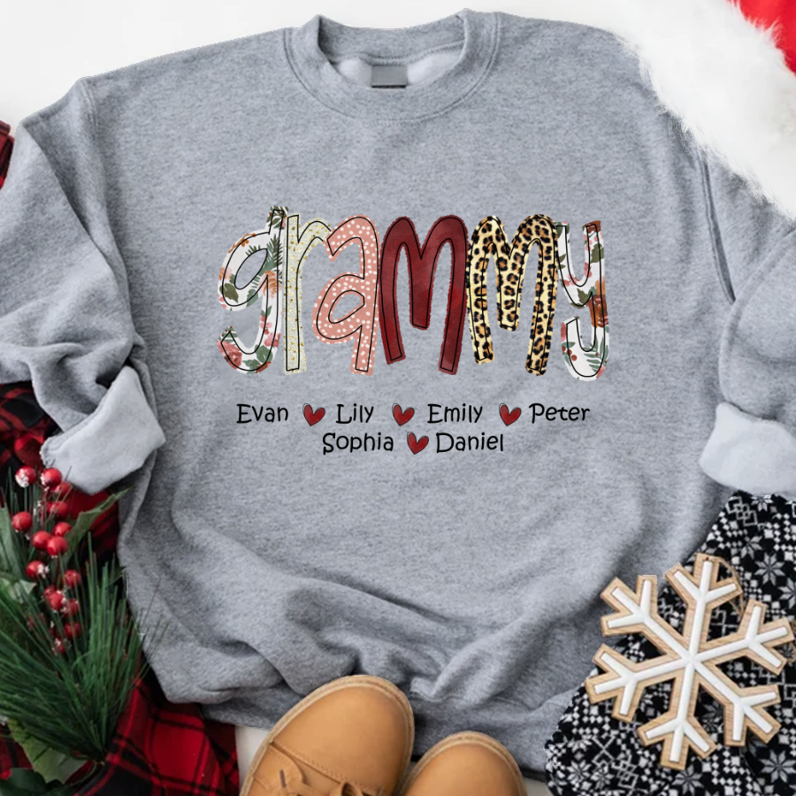 Personalized Grandma Shirt, Grandma Grammy Mom Nana Mama Abuela And Kids, Valentine's Day, Mother's Day CTH01 Sweatshirt