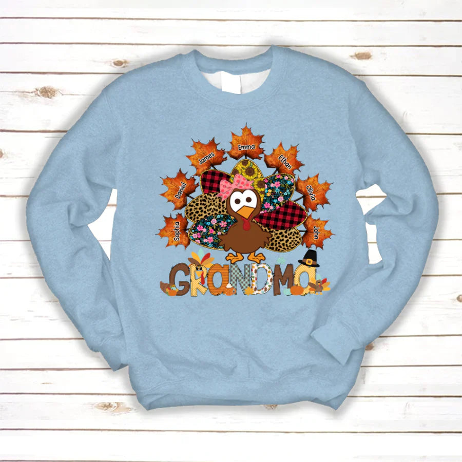 Grandma And Grandkids Thanksgiving Autumn Turkey Sweatshirt