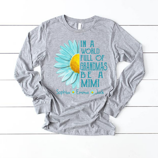 Grandma Flower Daisy And Grandkids Longsleeve