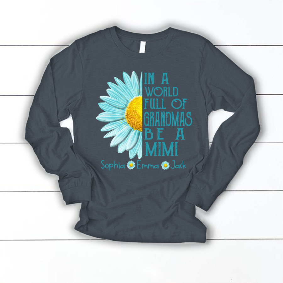 Grandma Flower Daisy And Grandkids Longsleeve