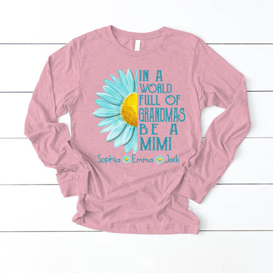 Grandma Flower Daisy And Grandkids Longsleeve