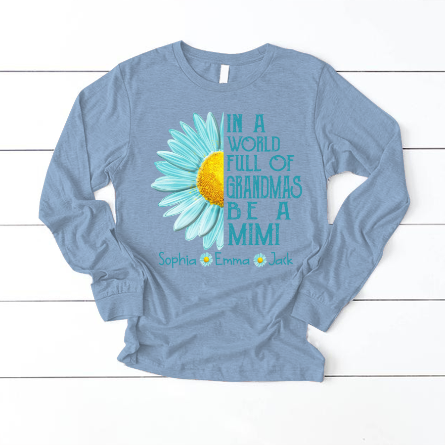 Grandma Flower Daisy And Grandkids Longsleeve