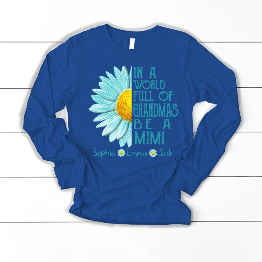Grandma Flower Daisy And Grandkids Longsleeve