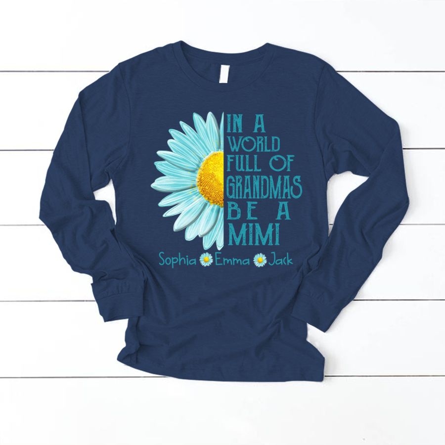 Grandma Flower Daisy And Grandkids Longsleeve