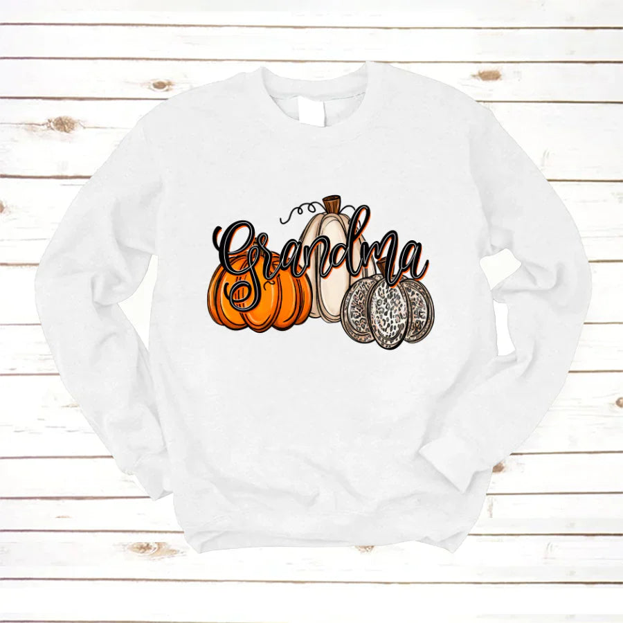 Grandma Pumpkins Leopard Autumn Sweatshirt