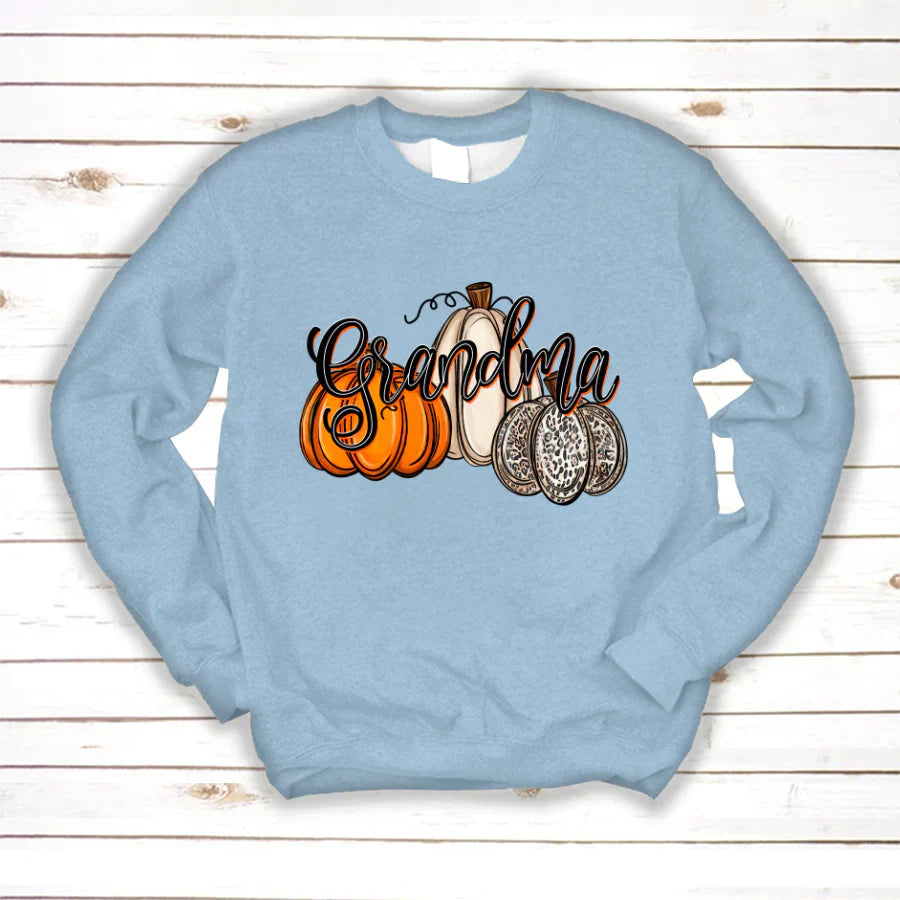 Grandma Pumpkins Leopard Autumn Sweatshirt