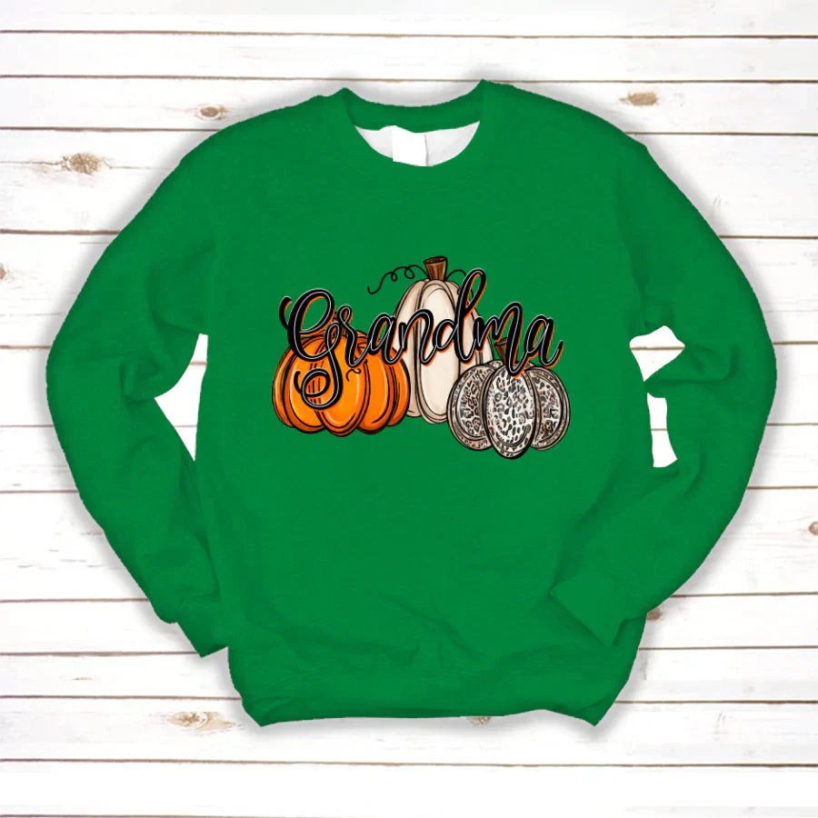 Grandma Pumpkins Leopard Autumn Sweatshirt