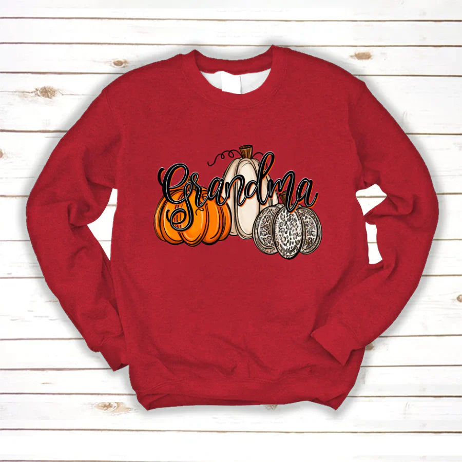 Grandma Pumpkins Leopard Autumn Sweatshirt