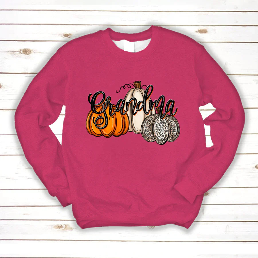 Grandma Pumpkins Leopard Autumn Sweatshirt