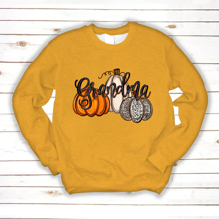 Grandma Pumpkins Leopard Autumn Sweatshirt
