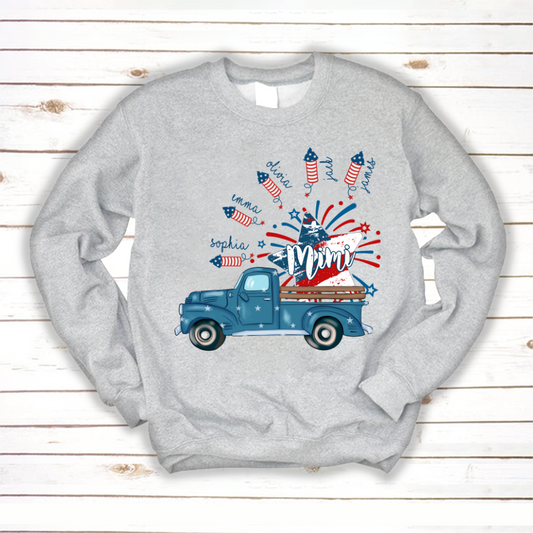 Grandma Truck Star 4th Of July and grandkids CL01 Sweatshirt