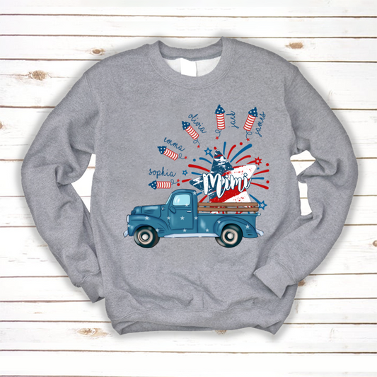 Grandma Truck Star 4th Of July and grandkids CL01 Sweatshirt