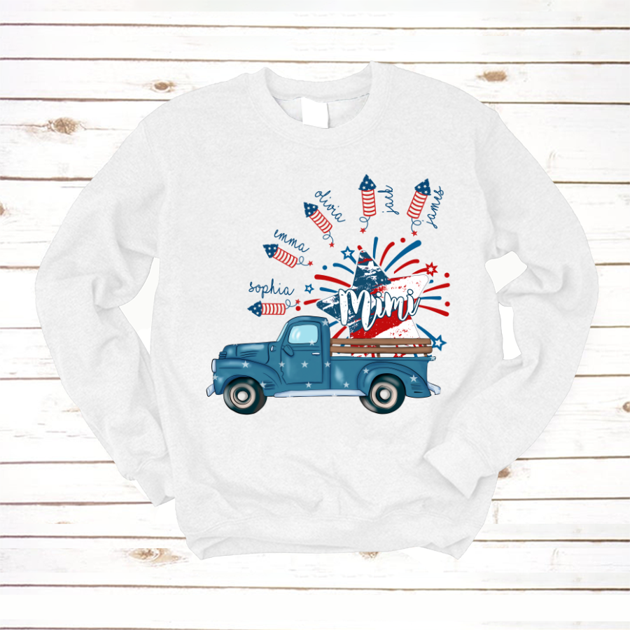 Grandma Truck Star 4th Of July and grandkids CL01 Sweatshirt