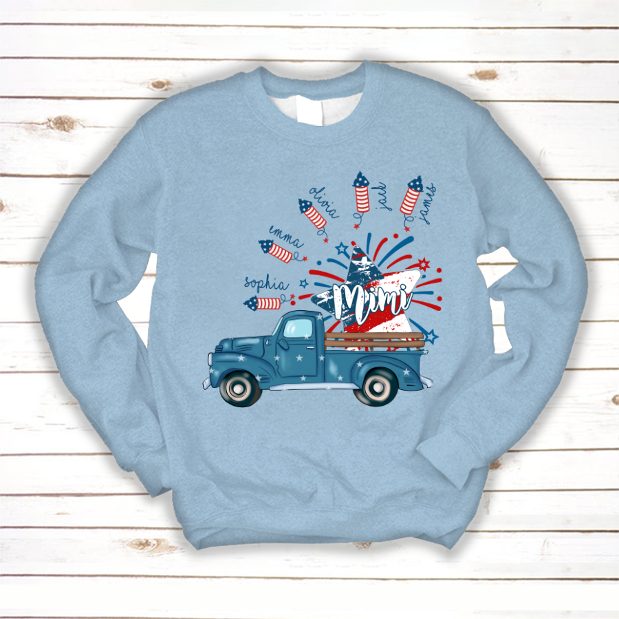 Grandma Truck Star 4th Of July and grandkids CL01 Sweatshirt