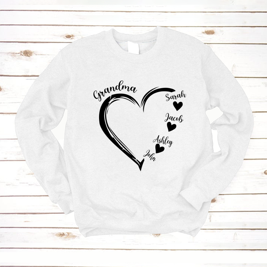 Grandma and Grandkids Heart , Grandma Heart Shirt, Custom Nana Shirt, Grandma and Grand Kids Sweatshirt