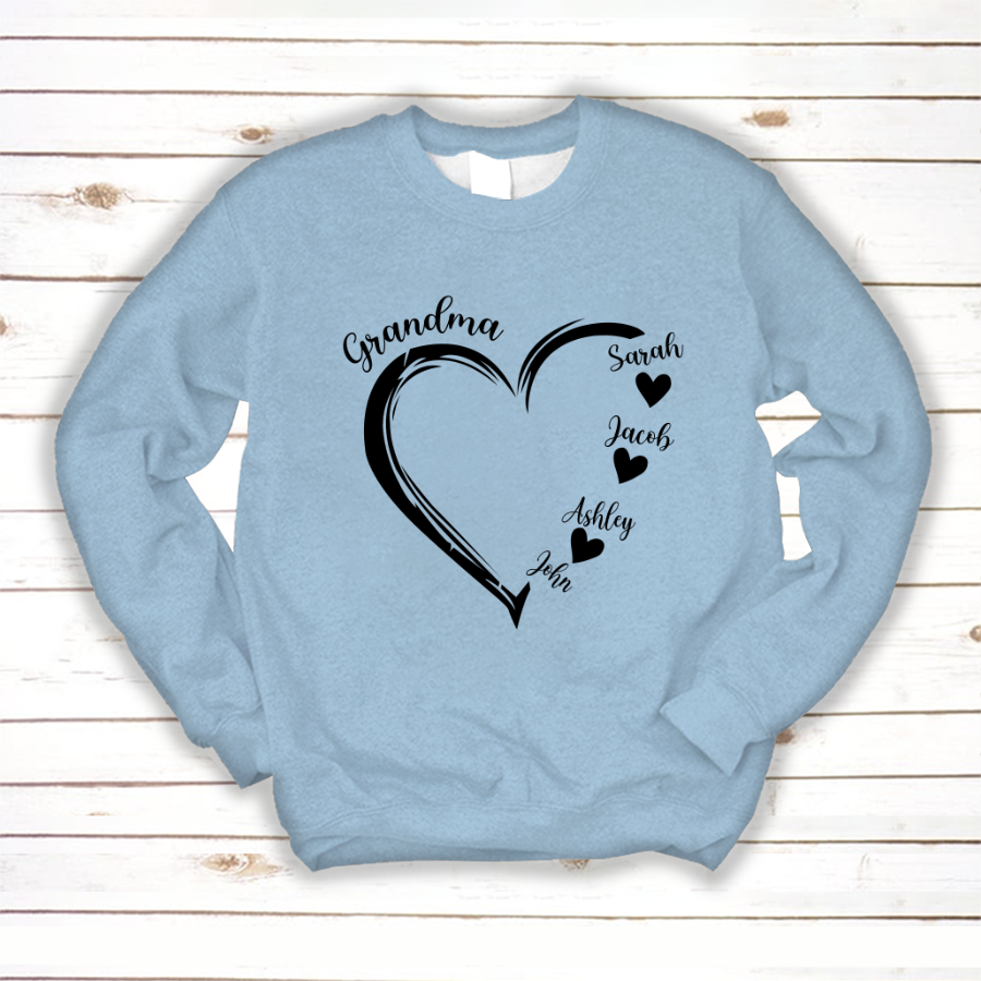 Grandma and Grandkids Heart , Grandma Heart Shirt, Custom Nana Shirt, Grandma and Grand Kids Sweatshirt