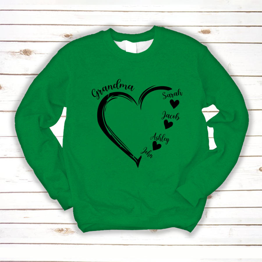 Grandma and Grandkids Heart , Grandma Heart Shirt, Custom Nana Shirt, Grandma and Grand Kids Sweatshirt