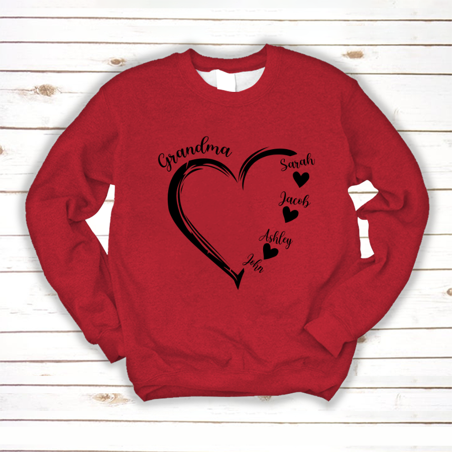Grandma and Grandkids Heart , Grandma Heart Shirt, Custom Nana Shirt, Grandma and Grand Kids Sweatshirt