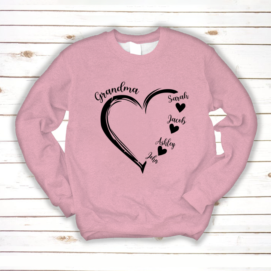 Grandma and Grandkids Heart , Grandma Heart Shirt, Custom Nana Shirt, Grandma and Grand Kids Sweatshirt
