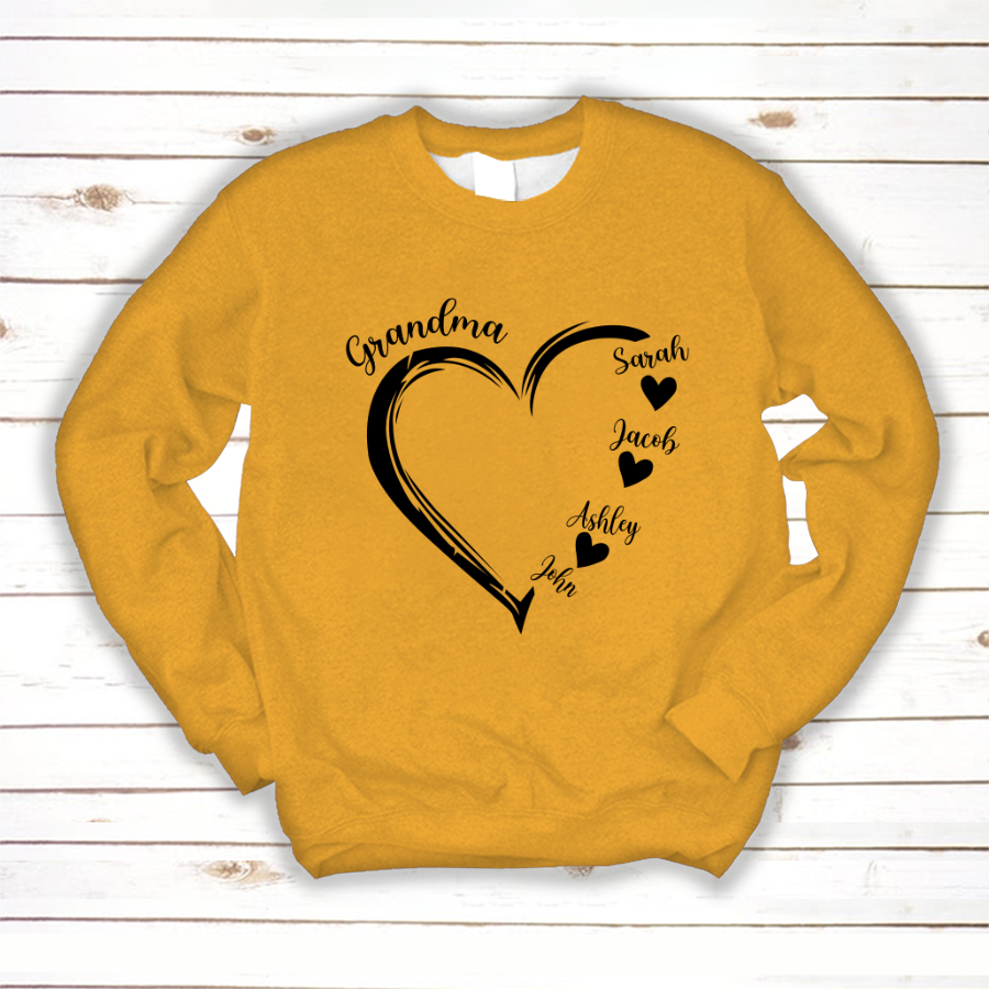 Grandma and Grandkids Heart , Grandma Heart Shirt, Custom Nana Shirt, Grandma and Grand Kids Sweatshirt