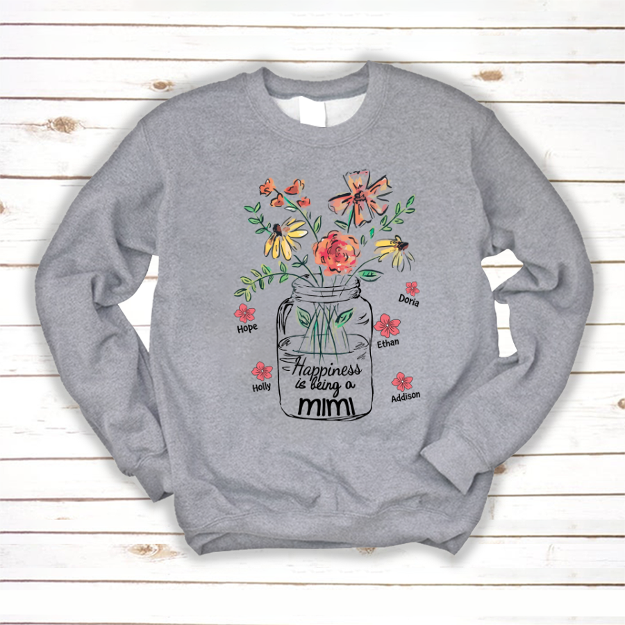Happiness Is Being A Mimi Water Flowers Sweatshirt
