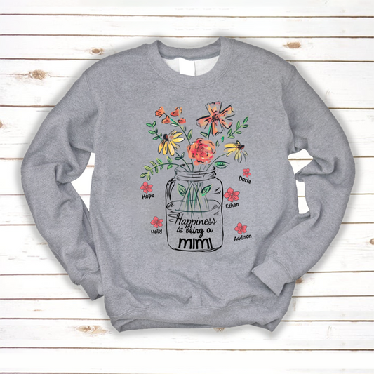 Happiness Is Being A Mimi Water Flowers Sweatshirt