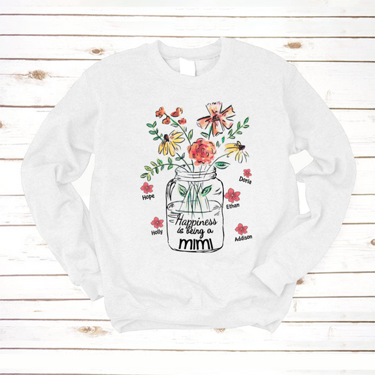 Happiness Is Being A Mimi Water Flowers Sweatshirt