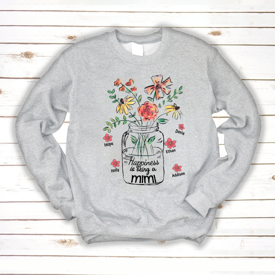 Happiness Is Being A Mimi Water Flowers Sweatshirt