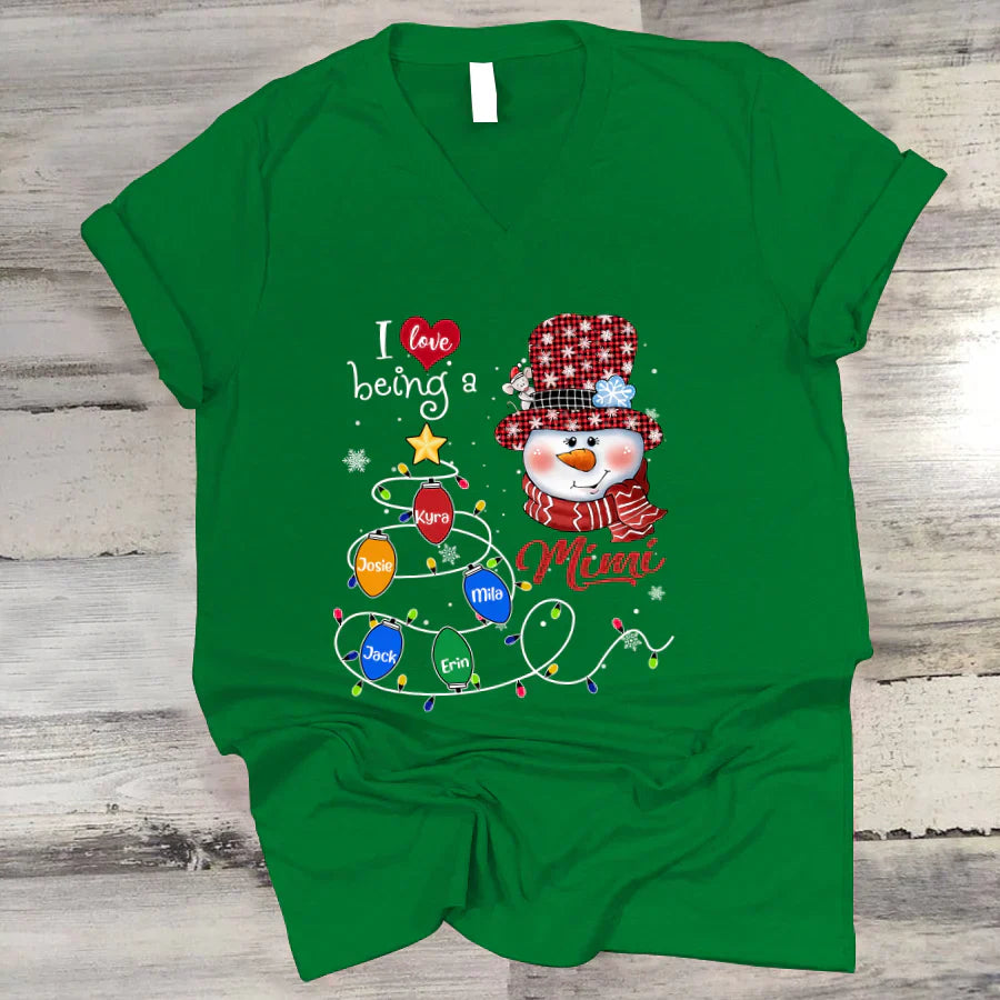 I Love Being A Mimi Snowman Christmas 2022 V-Neck