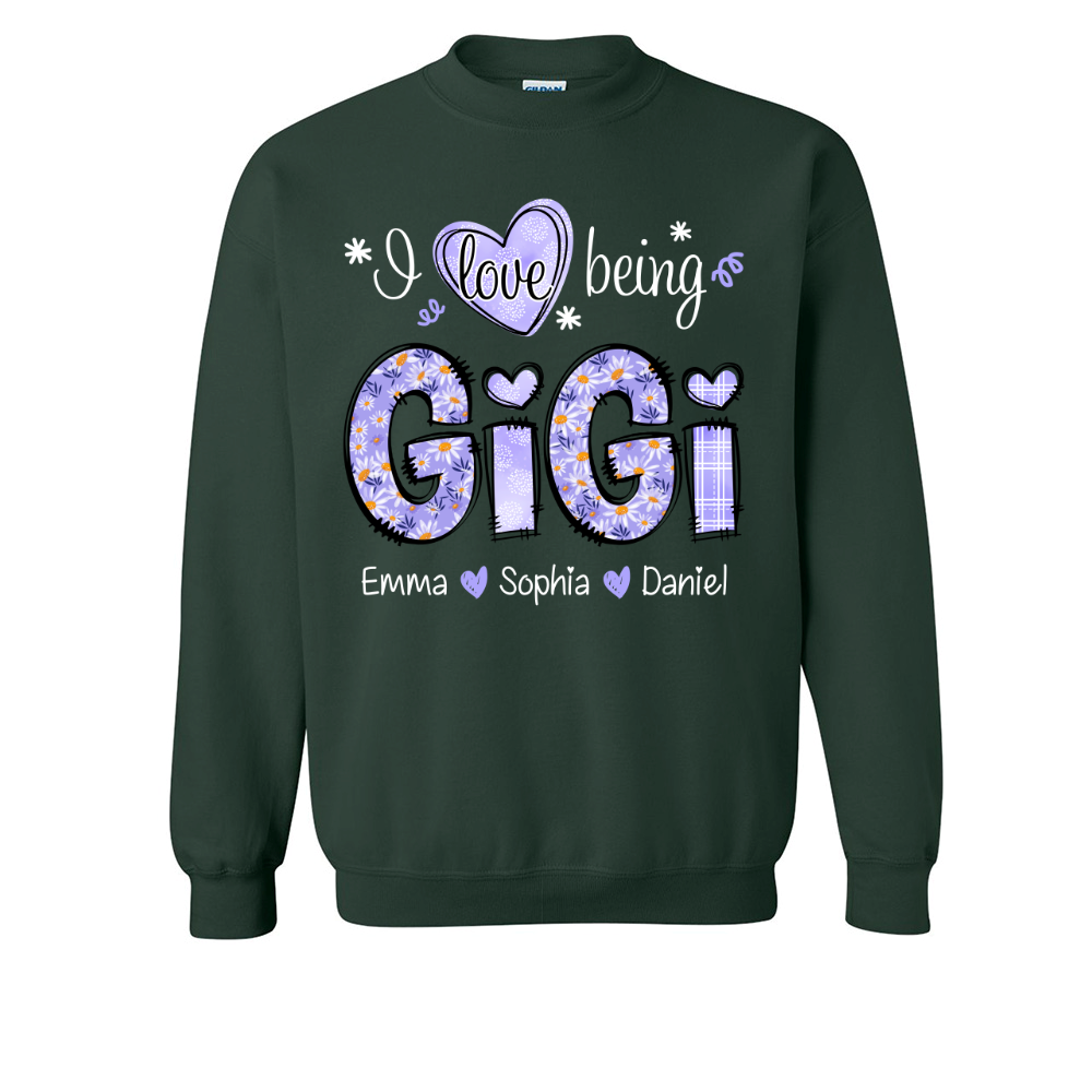 I Love Being Gigi Daisy Purple With Grandkids Mother's Day TH Sweatshirt