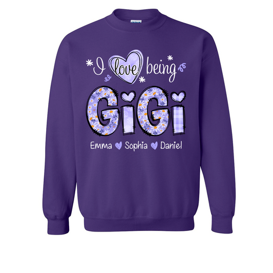 I Love Being Gigi Daisy Purple With Grandkids Mother's Day TH Sweatshirt
