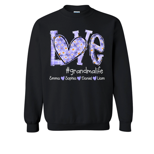 Love Daisy Purple Grandma Life With Kids TH Sweatshirt