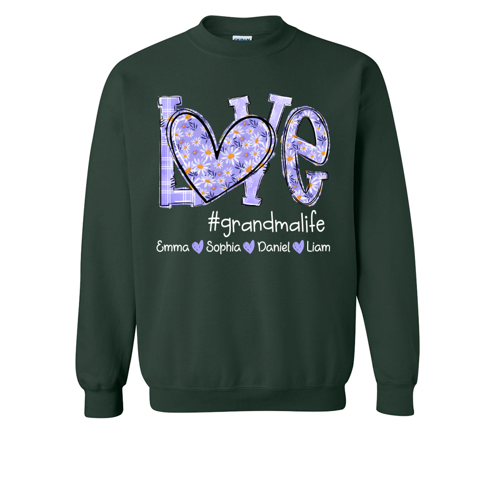 Love Daisy Purple Grandma Life With Kids TH Sweatshirt