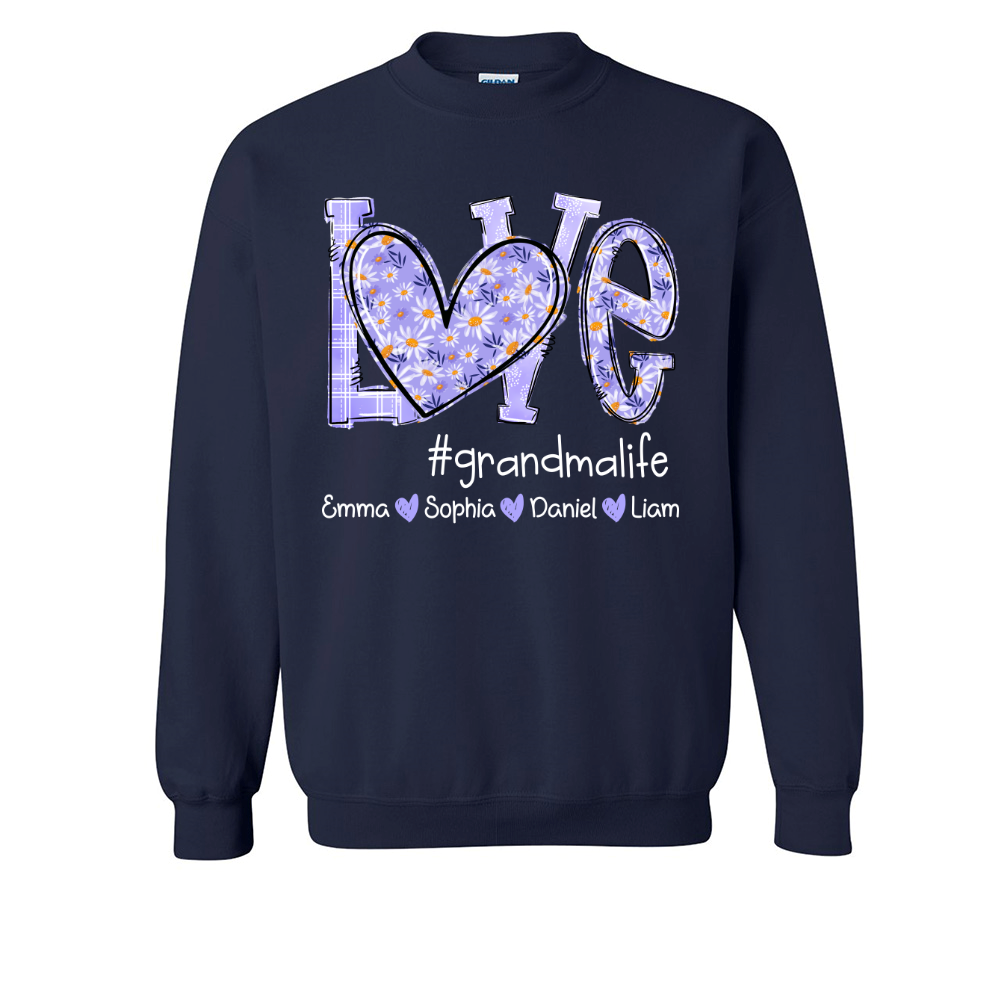 Love Daisy Purple Grandma Life With Kids TH Sweatshirt
